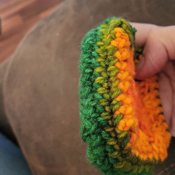 Handmade Crochet Orange and Green Bag - Picture 3 of 6